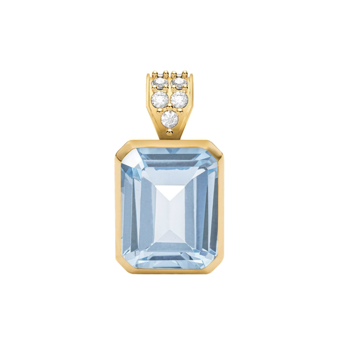 Warren Aquamarine Pendant with Diamond Bale in 14k Gold (March)