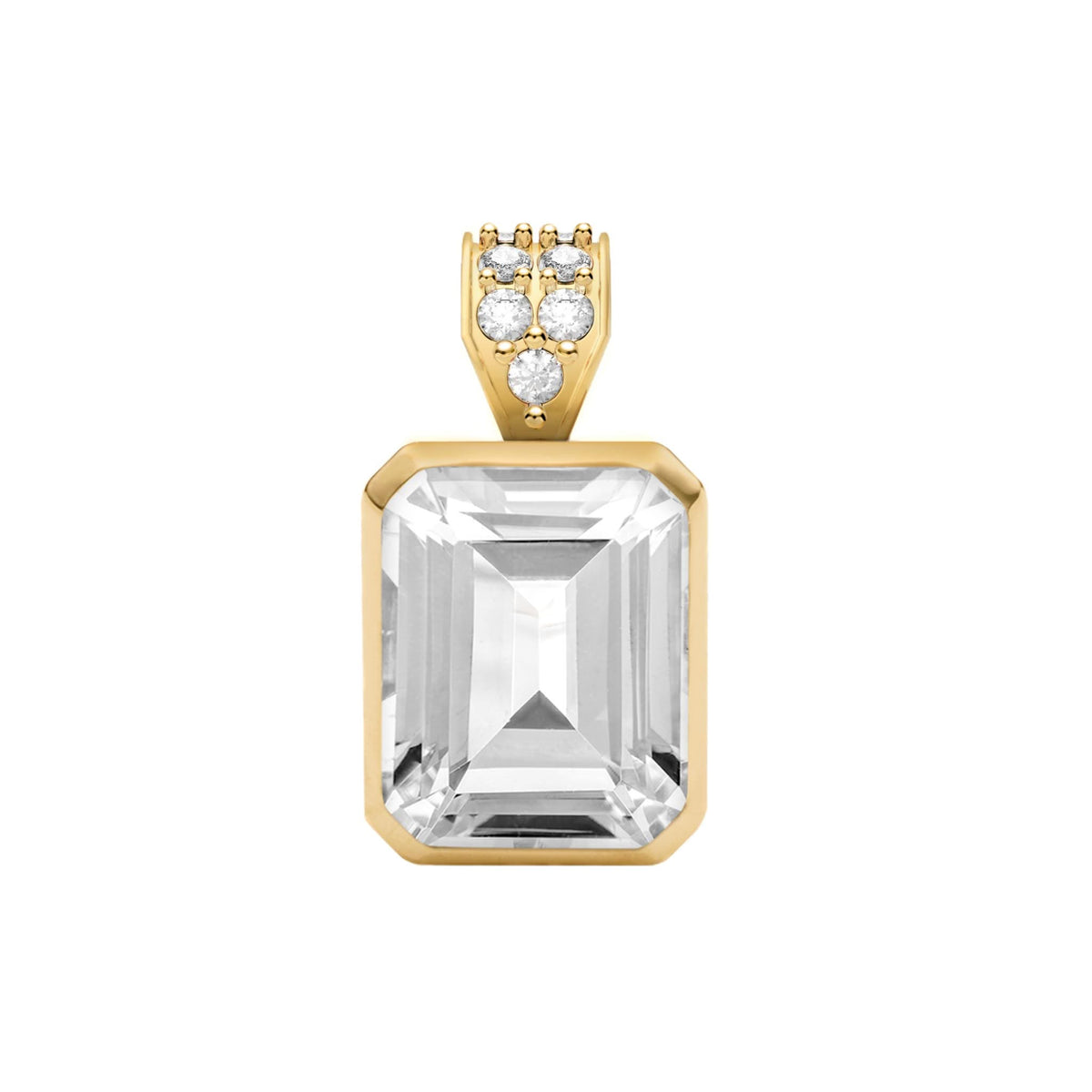 Warren White Topaz Pendant with Diamond Bale in 14k Gold (April)