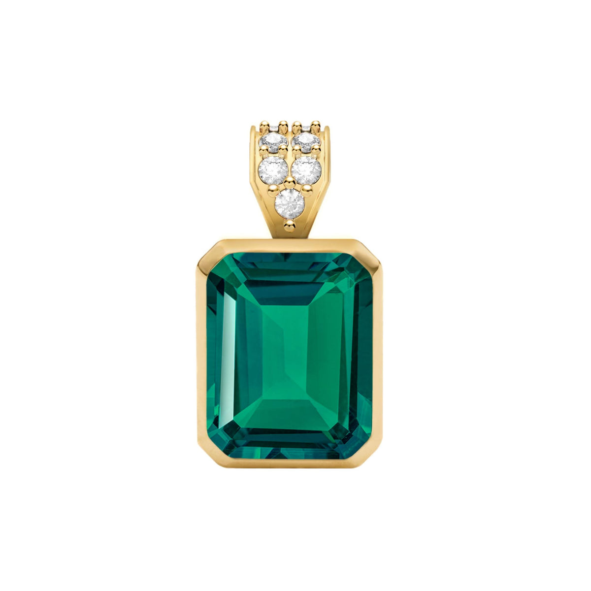 Warren Emerald Pendant with Diamond Bale in 14k Gold (May)