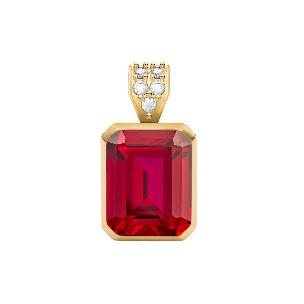 Warren Ruby Pendant with Diamond Bale in 14k Gold (July)
