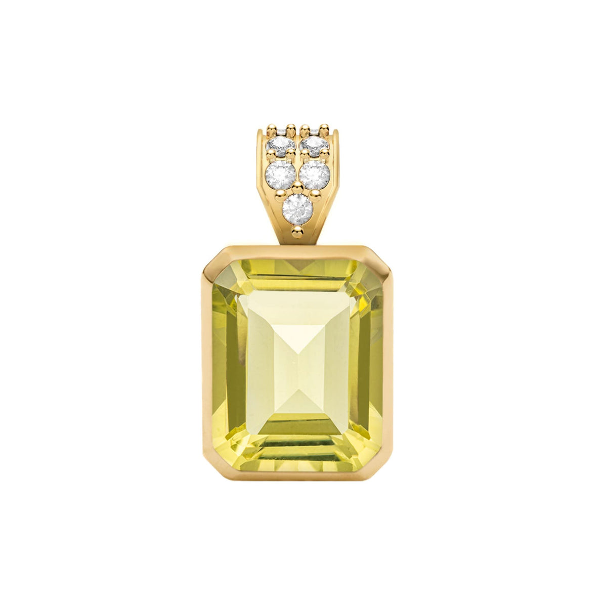 Warren Lemon Verbena Quartz Pendant with Diamond Bale in 14k Gold (August)