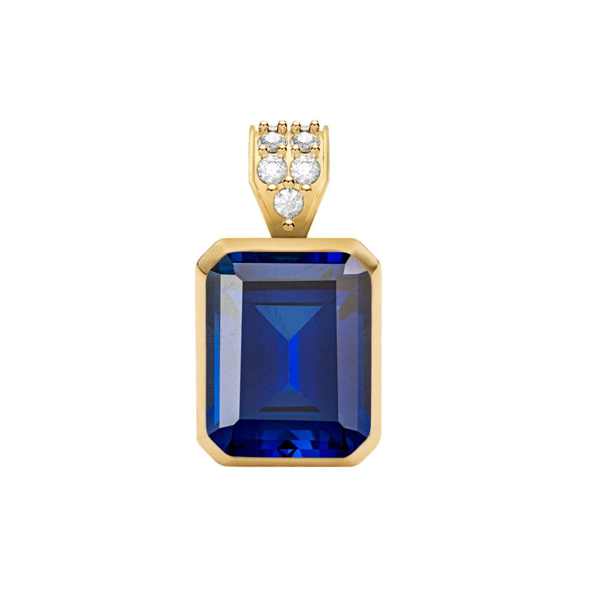 Warren Sapphire Pendant with Diamond Bale in 14k Gold (September)