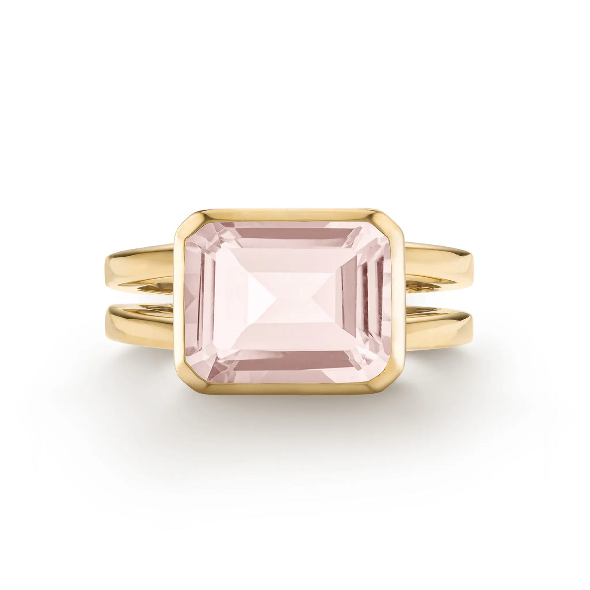 Warren Horizontal Blush Sapphire Ring in 14k Gold (October)