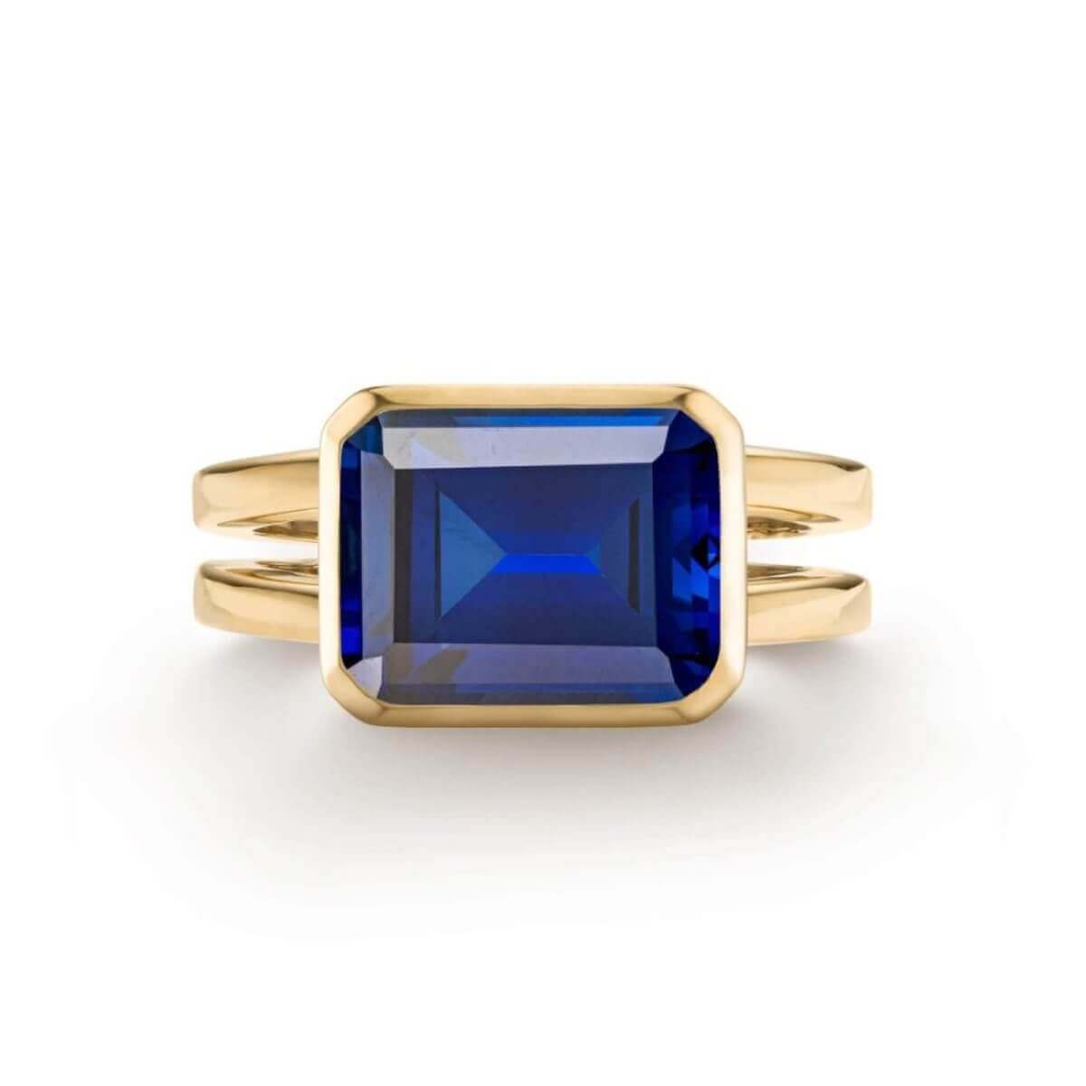 Warren Horizontal Sapphire Ring in 14k Gold (September)