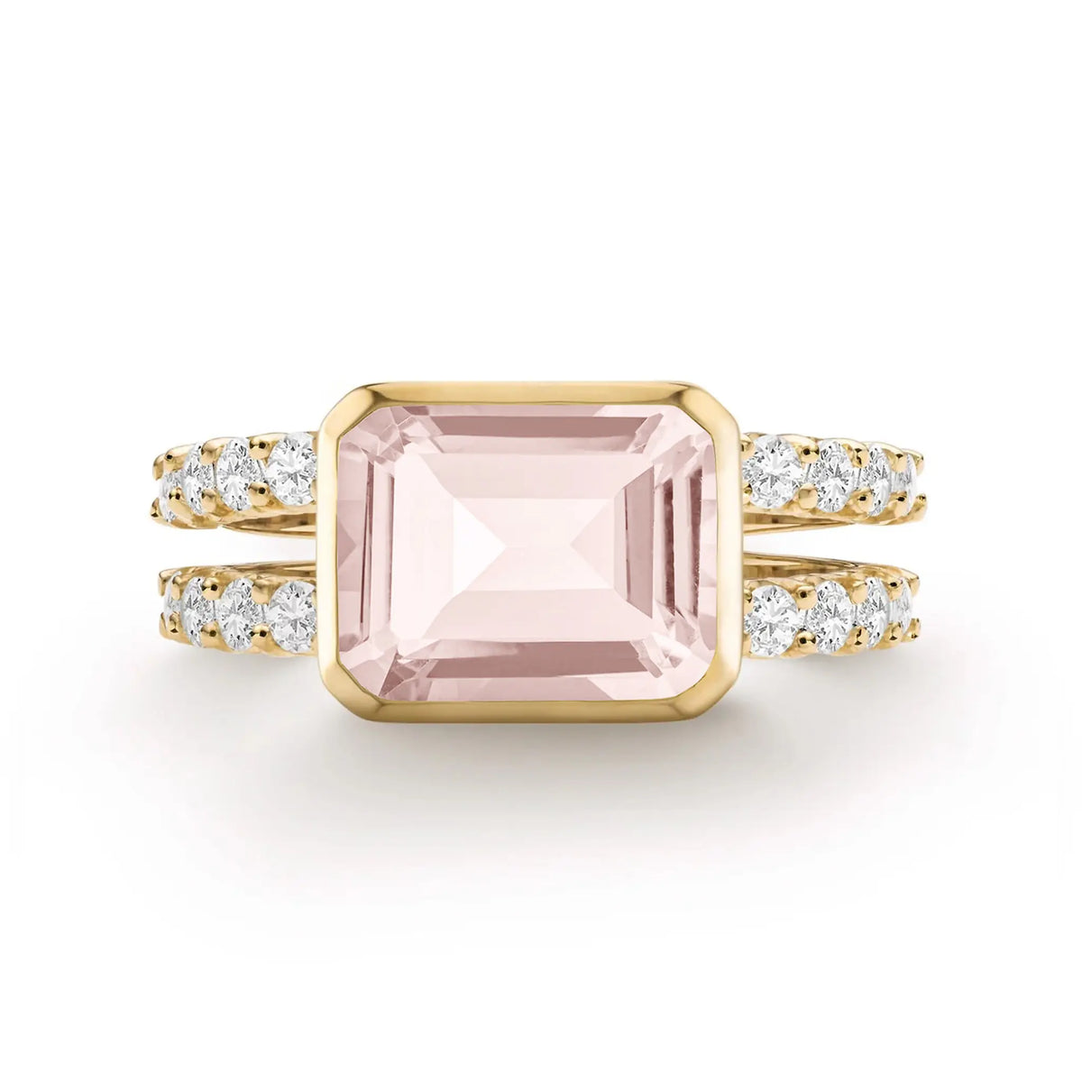 Warren Horizontal Blush Sapphire Ring with Diamonds in 14k Gold (October)