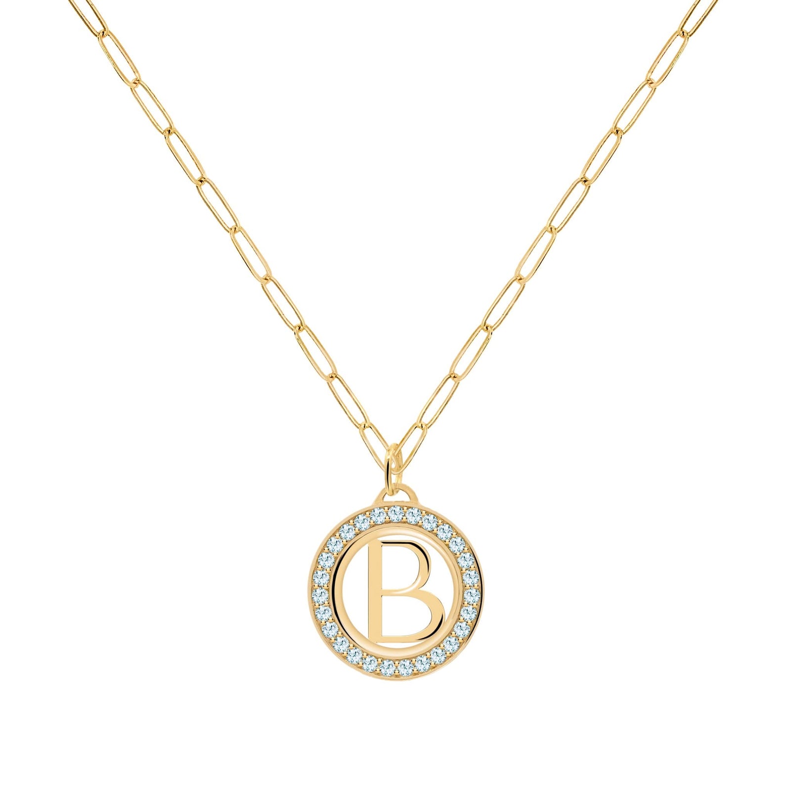 Letter & Nantucket Blue Topaz Pendant in 14k Gold (December)