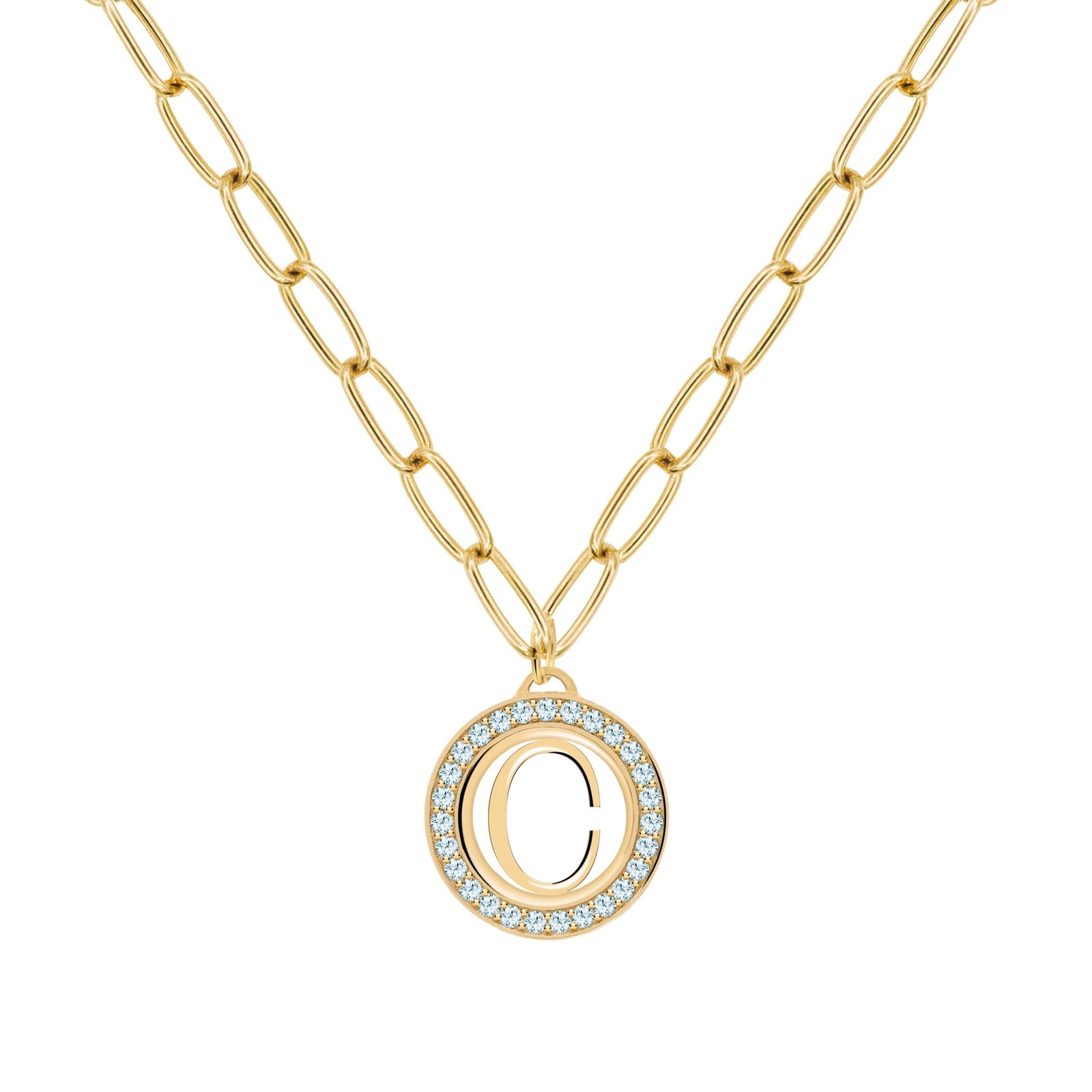 Letter & Nantucket Blue Topaz Pendant in 14k Gold (December)