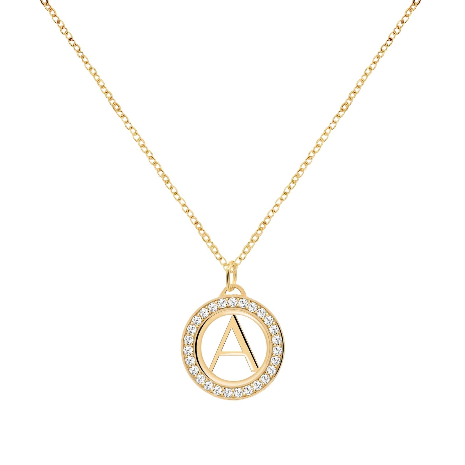 Letter & White Topaz Pendant in 14k Gold (April)