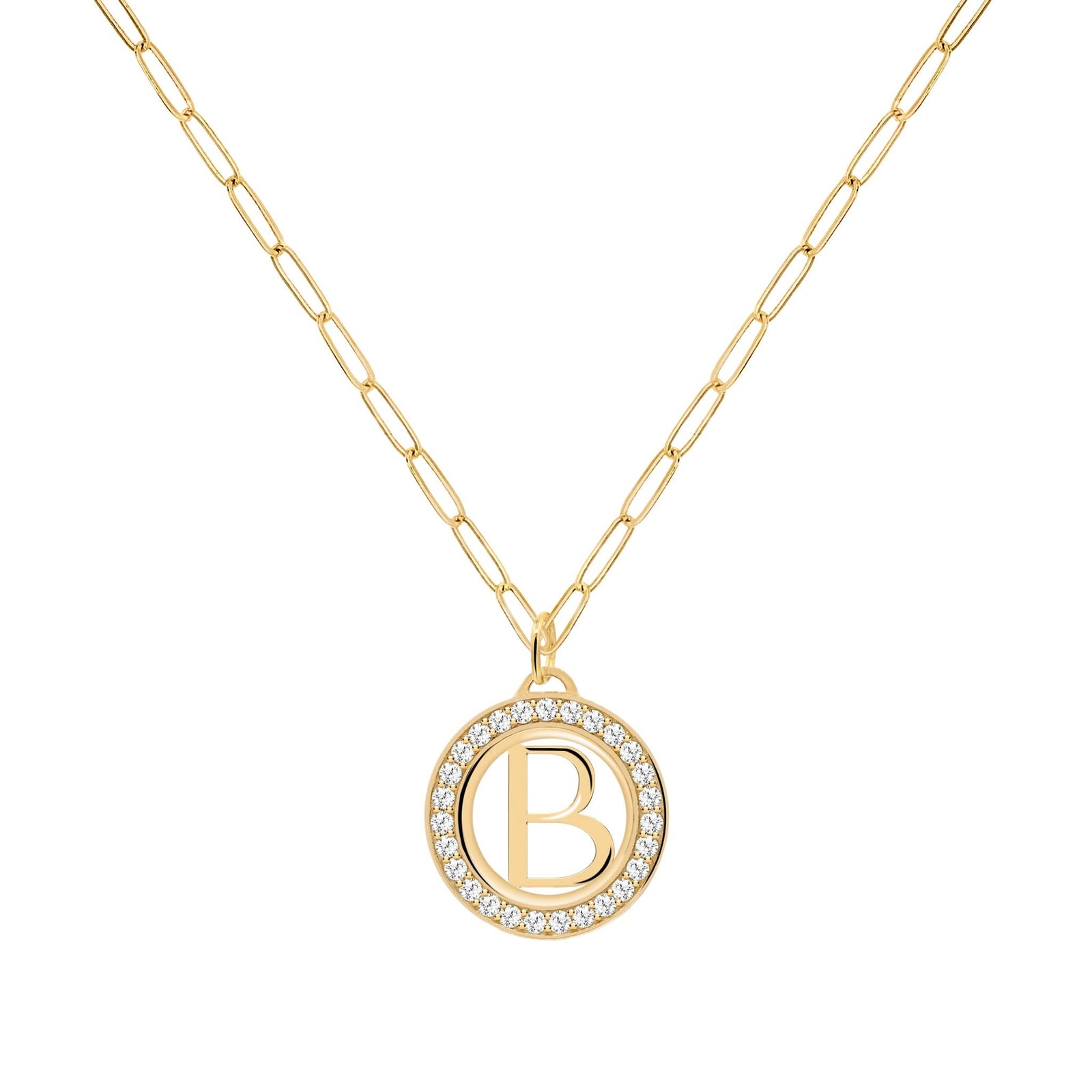 Letter & White Topaz Pendant in 14k Gold (April)
