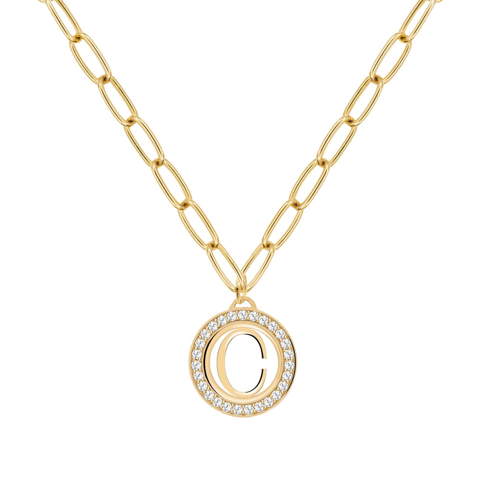 Letter & White Topaz Pendant in 14k Gold (April)