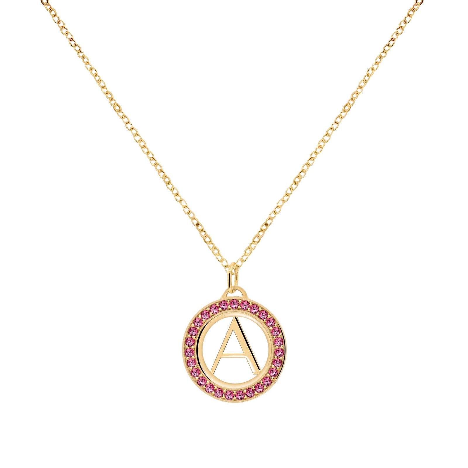 Letter & Ruby Pendant in 14k Gold (July)