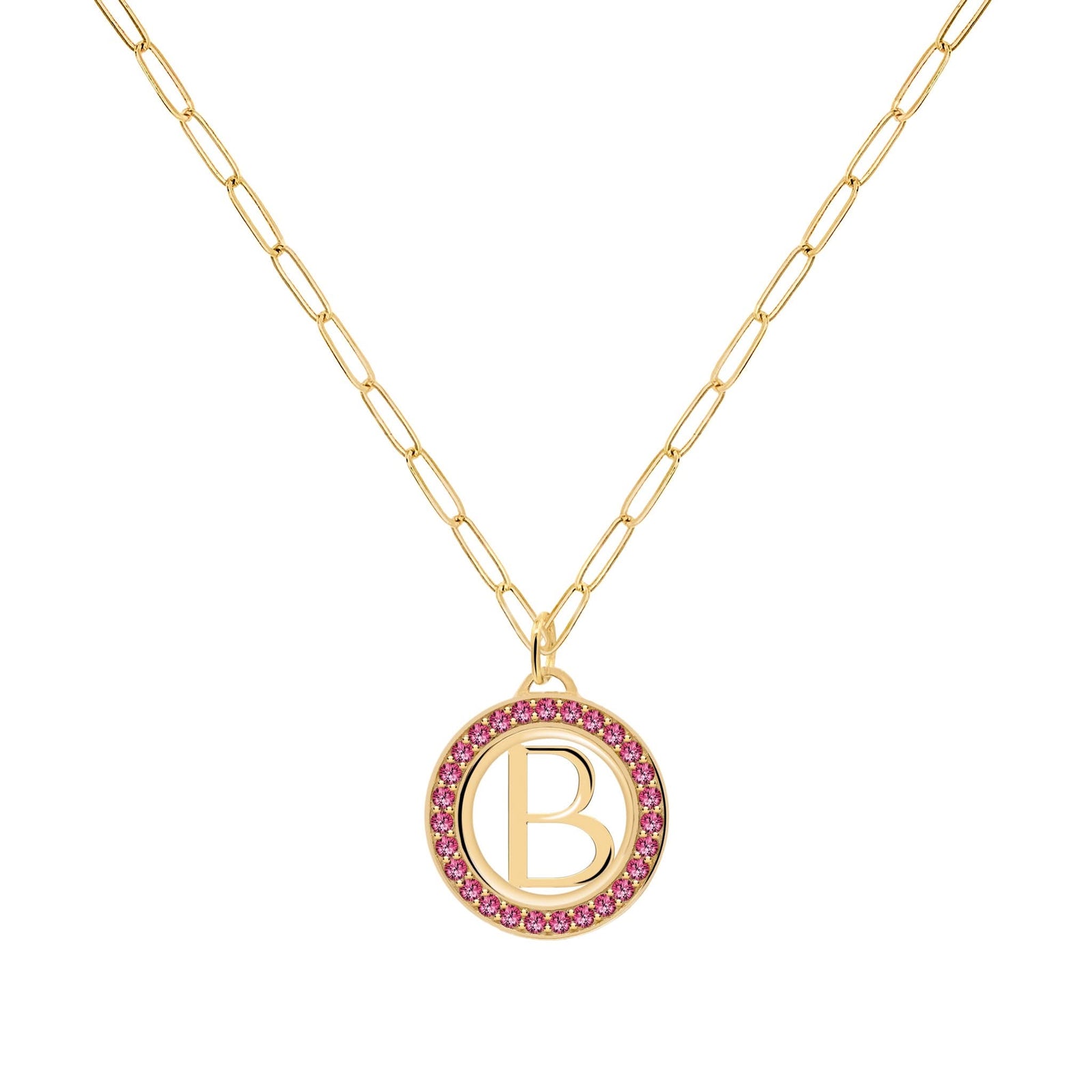 Letter & Ruby Pendant in 14k Gold (July)
