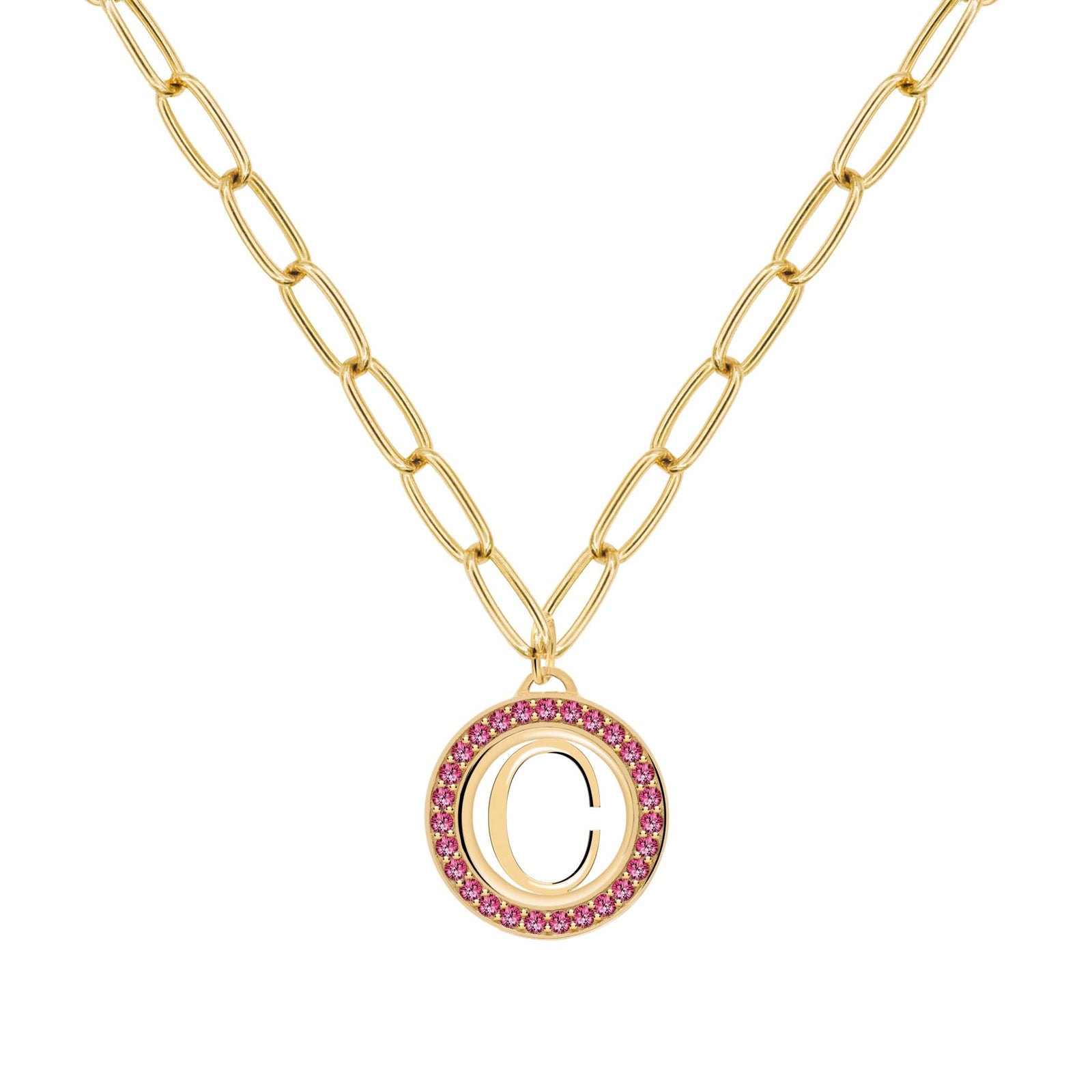Letter & Ruby Pendant in 14k Gold (July)