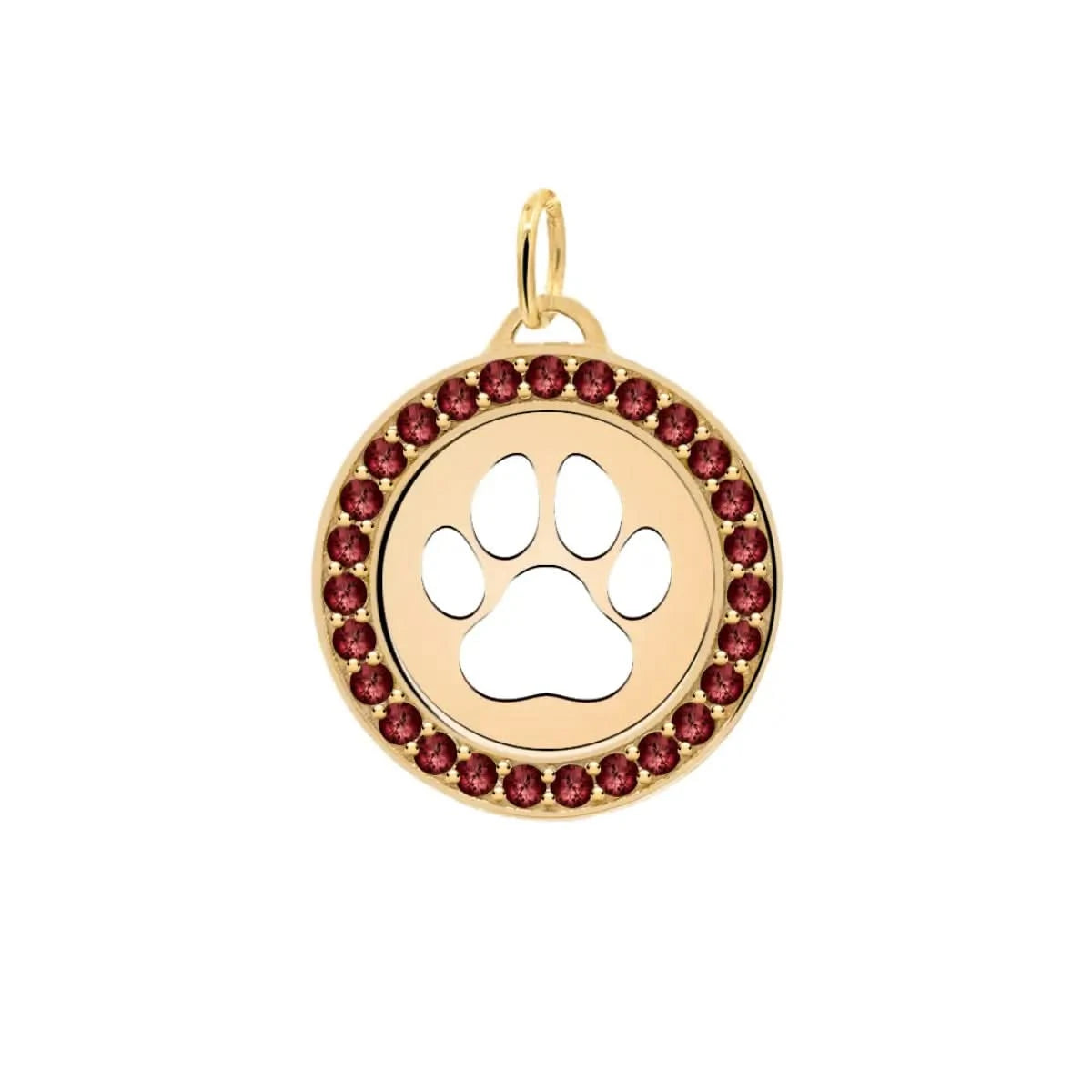 Paw & Garnet Pendant in 14k Gold (January)