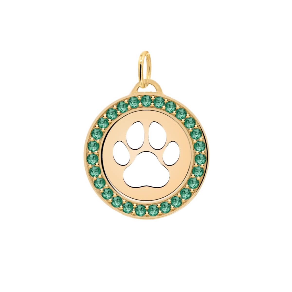 Paw & Emerald Pendant in 14k Gold (May)