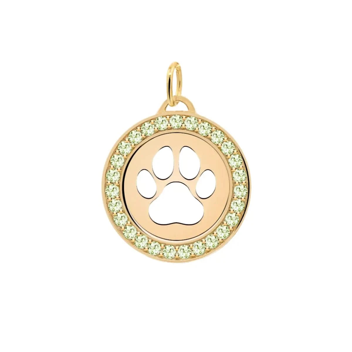 Paw & Peridot Pendant in 14k Gold (August)