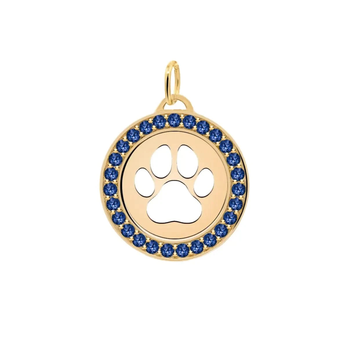 Paw & Sapphire Pendant in 14k Gold (September)