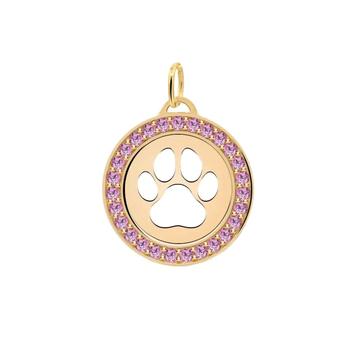 Paw & Pink Sapphire Pendant in 14k Gold (October)