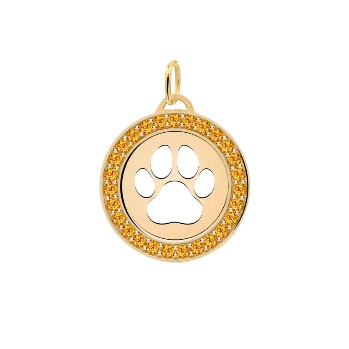 Paw & Citrine Pendant in 14k Gold (November)
