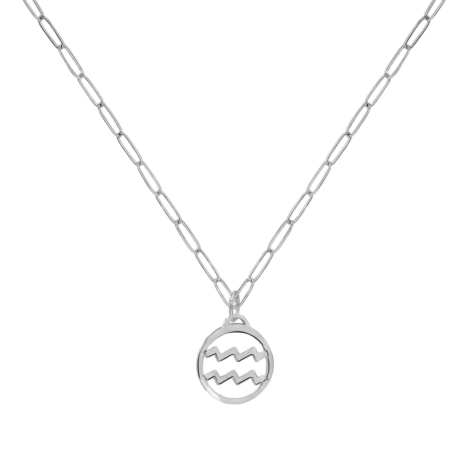 Flat Aquarius Pendant with Adelaide Mini Chain in 14k Gold