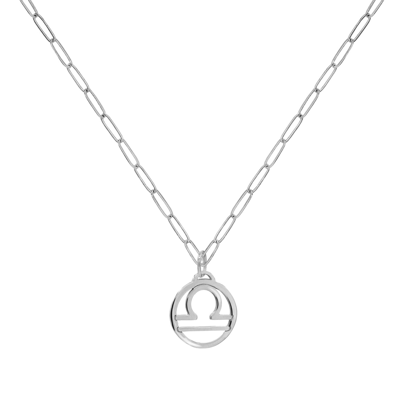 Flat Libra Pendant with Adelaide Mini Chain in 14k Gold