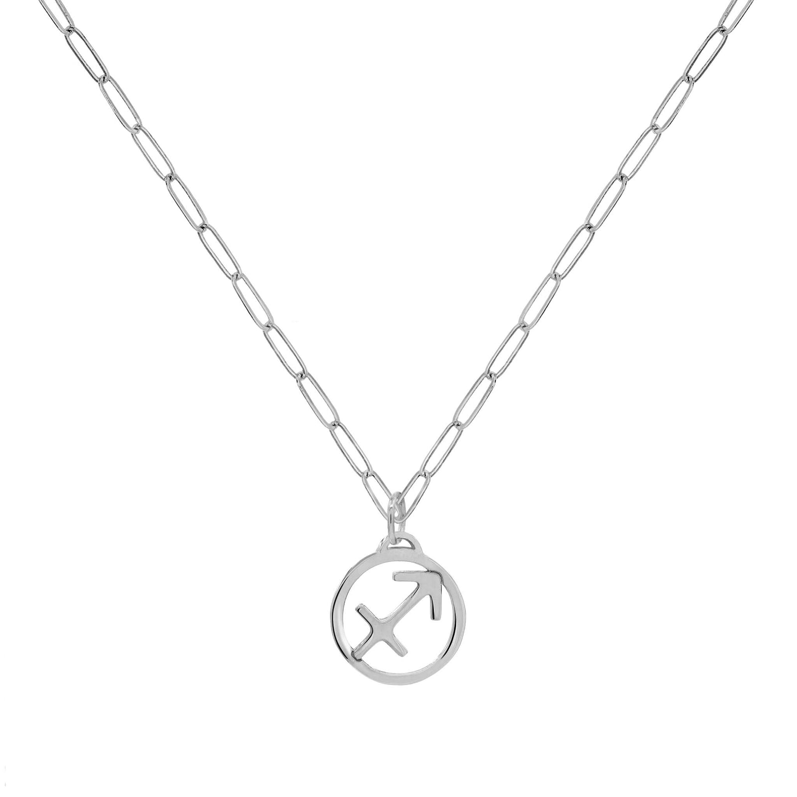 Flat Sagittarius Pendant with Adelaide Mini Chain in 14k Gold