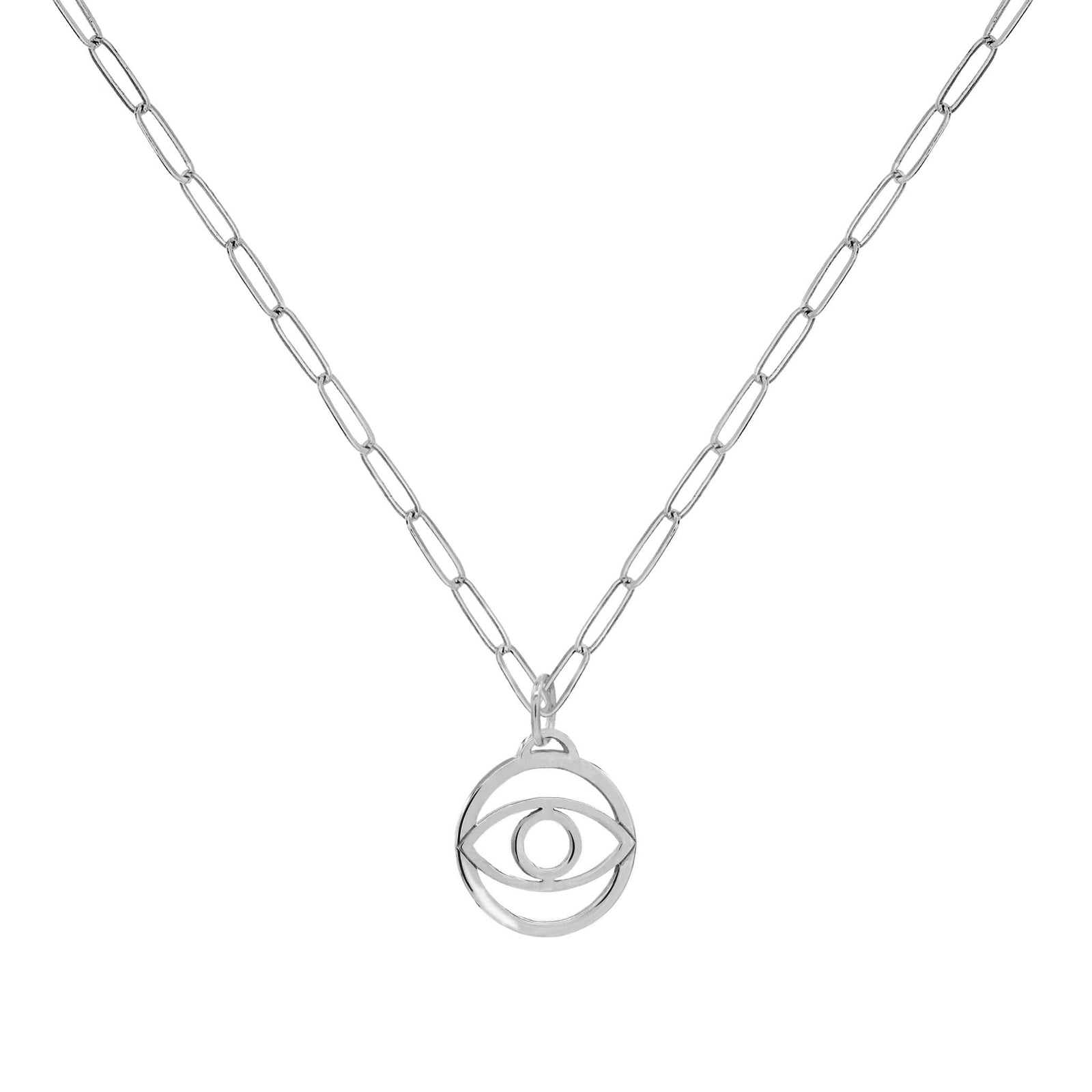 Evil Eye Pendant with Adelaide Mini Chain in 14k Gold