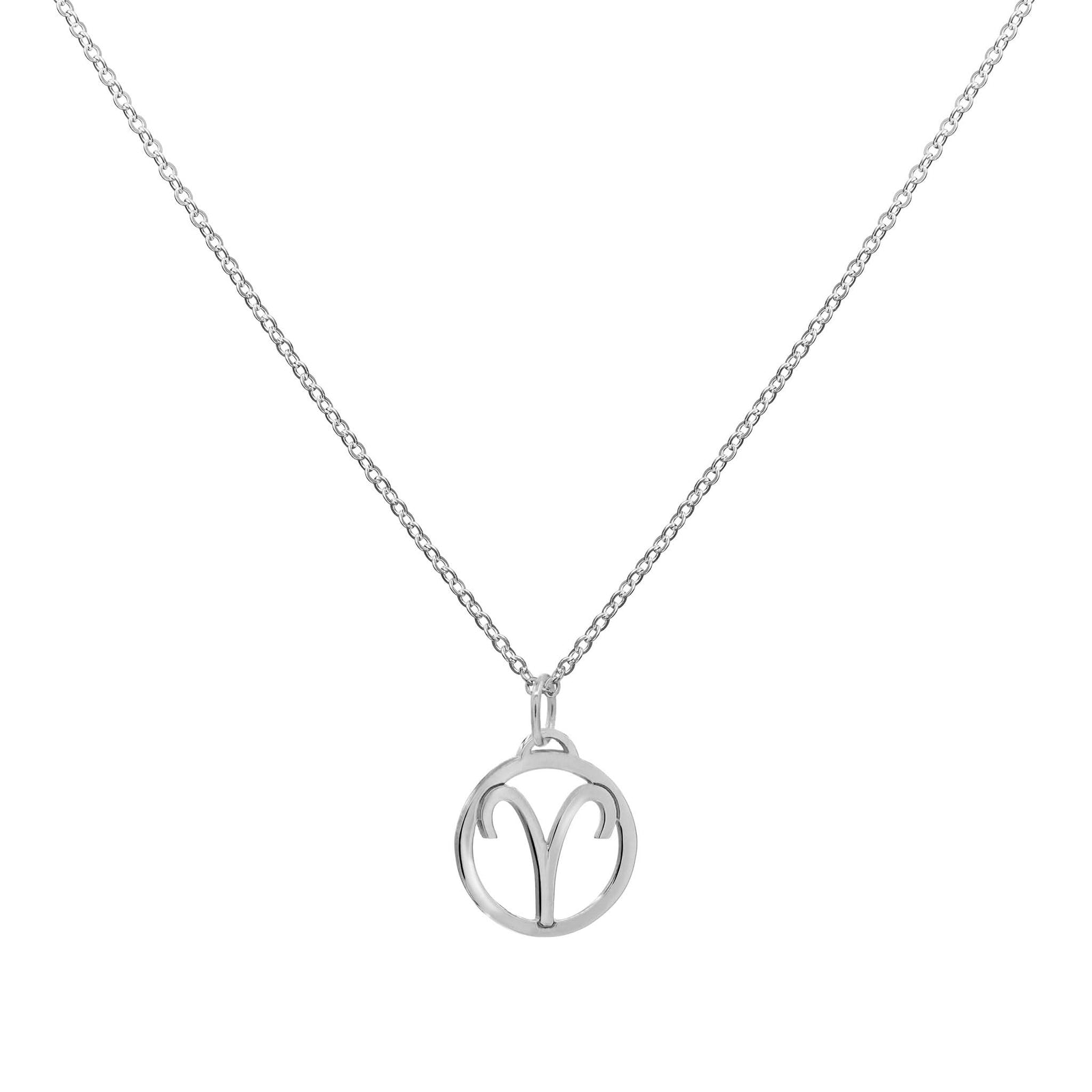 Flat Aries Pendant with Classic Chain in 14k Gold
