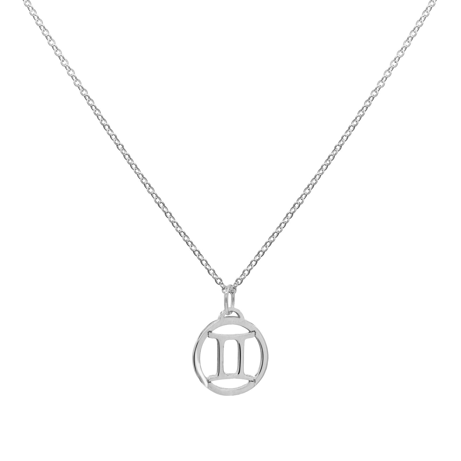 Flat Gemini Pendant with Classic Chain in 14k Gold