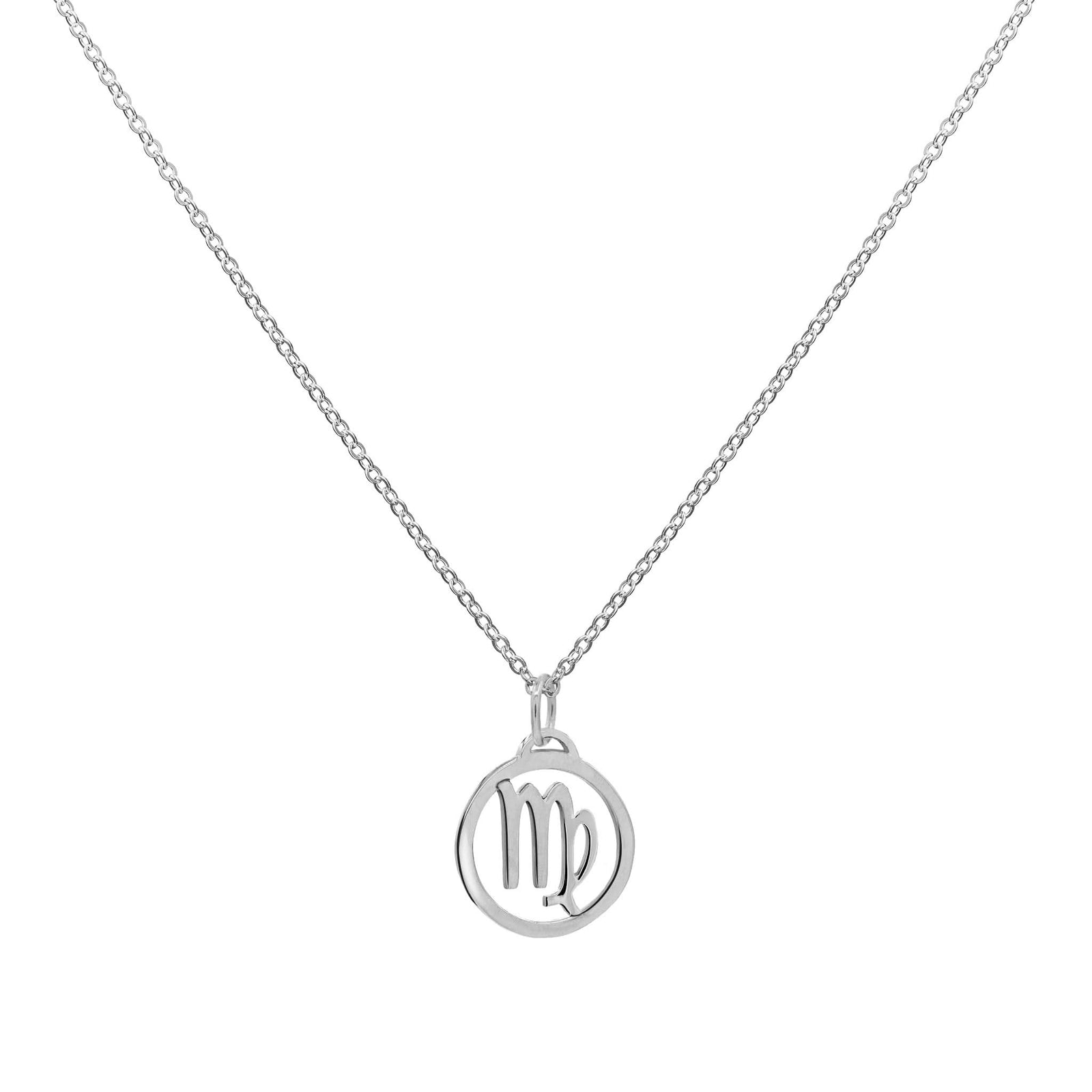 Flat Virgo Pendant with Classic Chain in 14k Gold