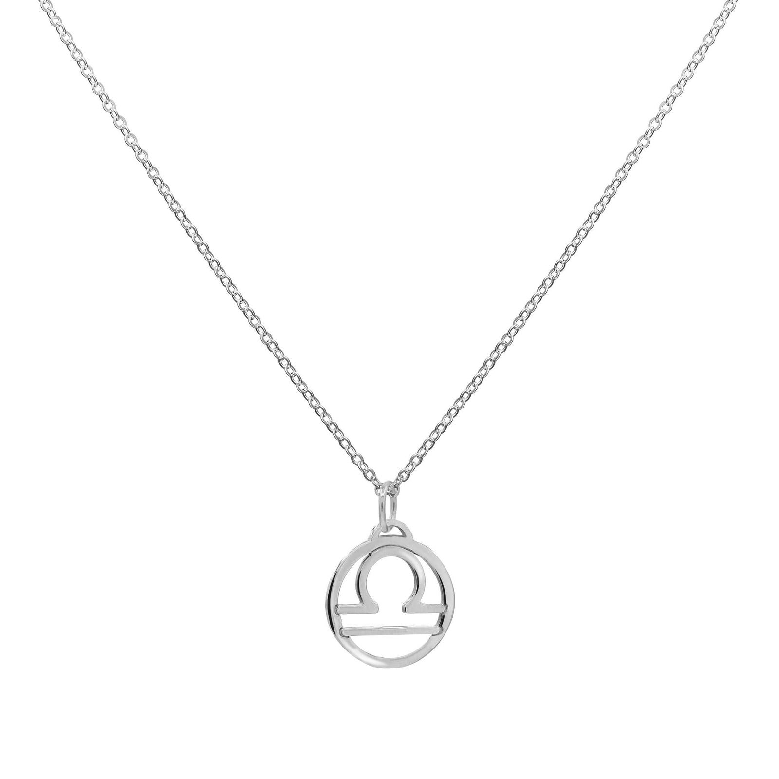 Flat Libra Pendant with Classic Chain in 14k Gold