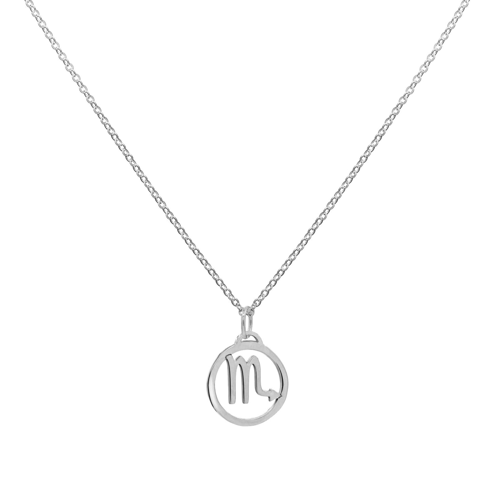 Flat Scorpio Pendant with Classic Chain in 14k Gold