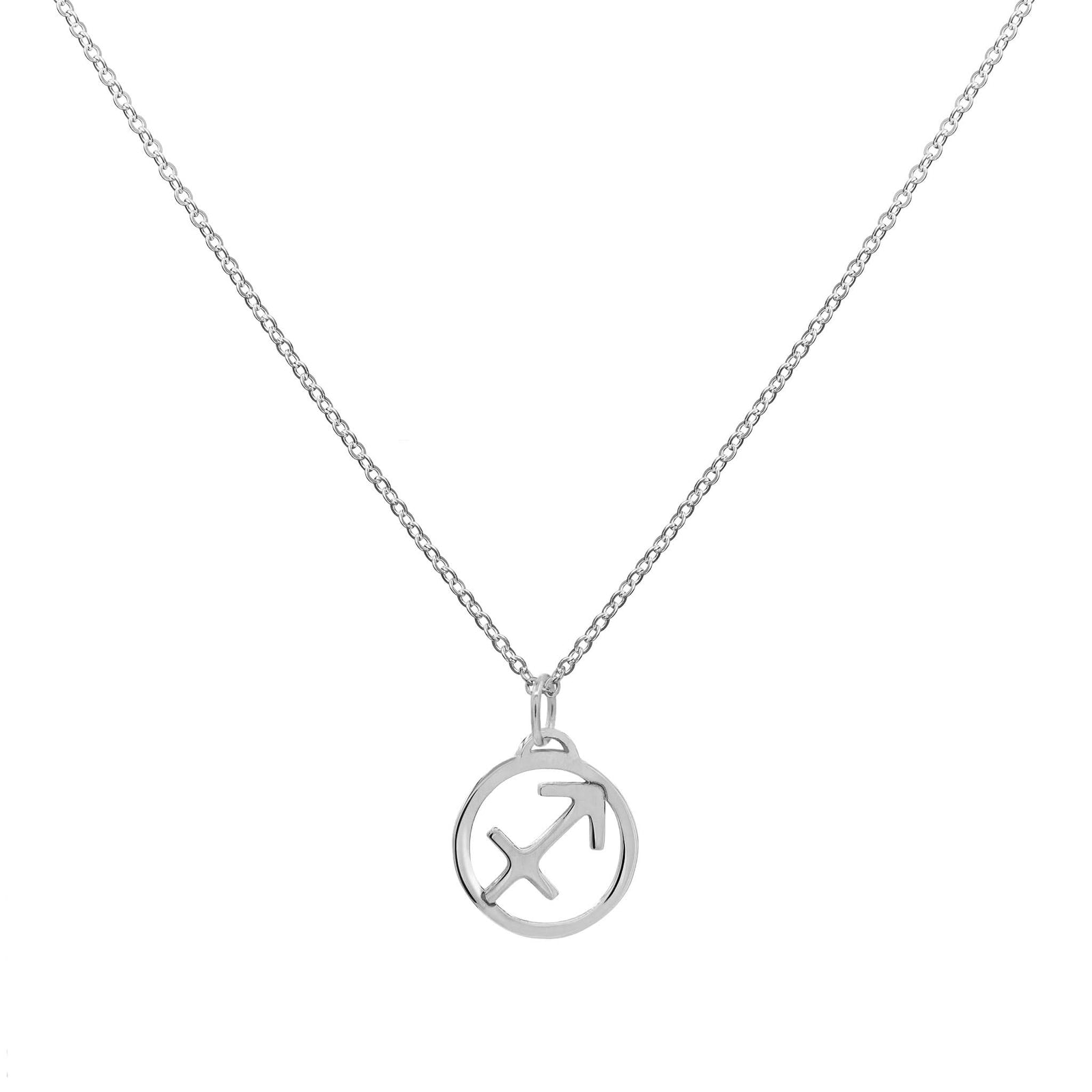 Flat Sagittarius Pendant with Classic Chain in 14k Gold