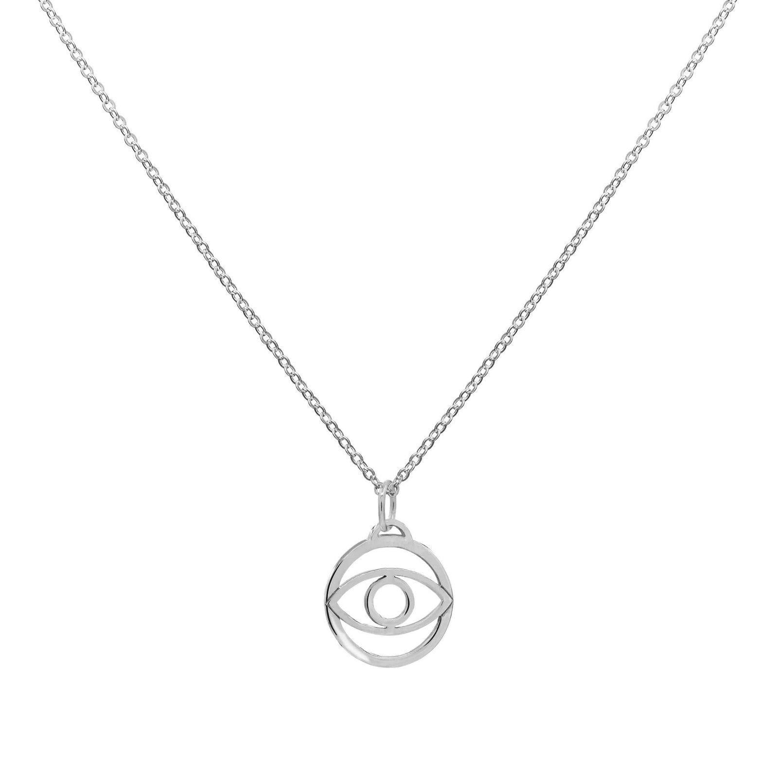 Evil Eye Pendant with Classic Chain in 14k Gold