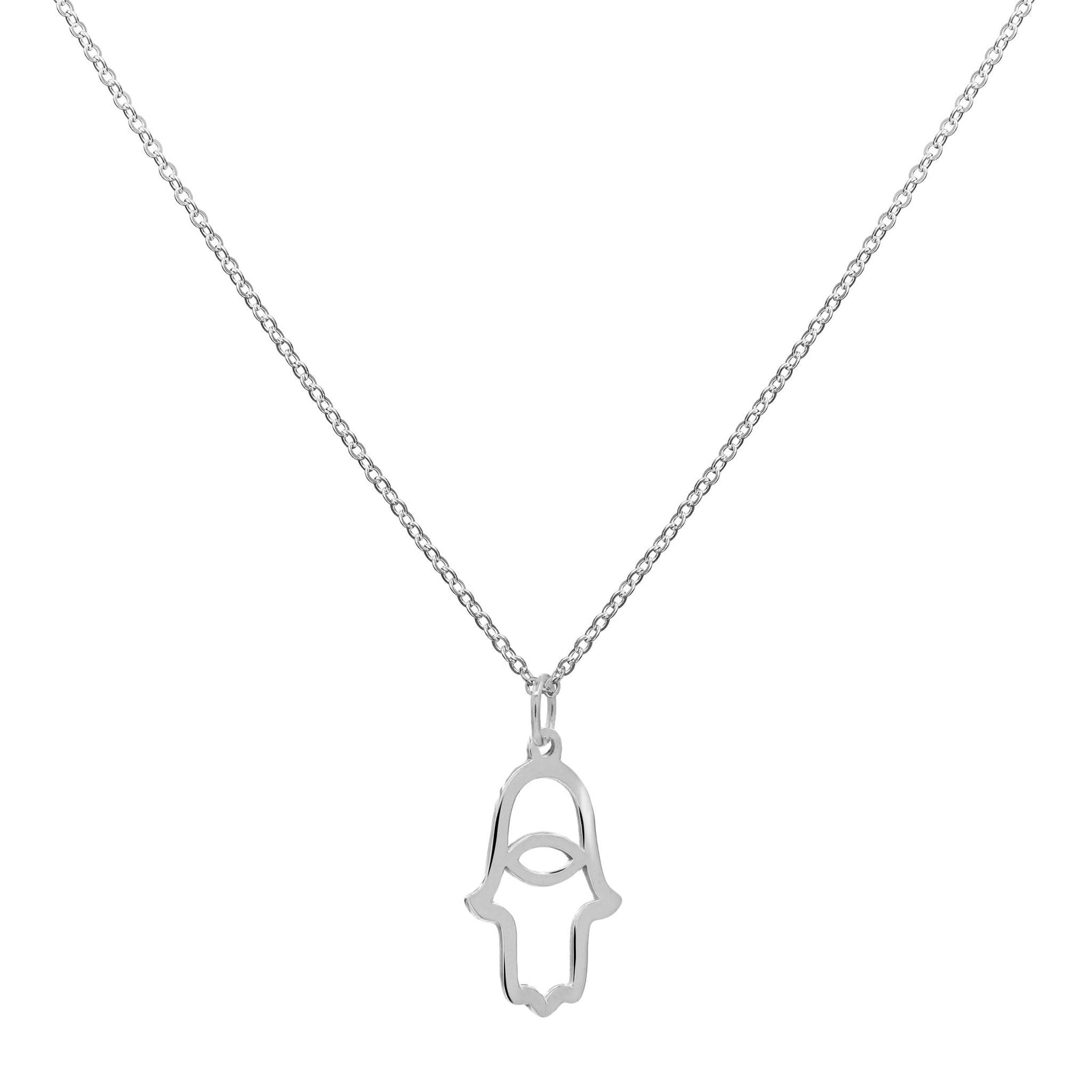 Hamsa Pendant with Classic Chain in 14k Gold