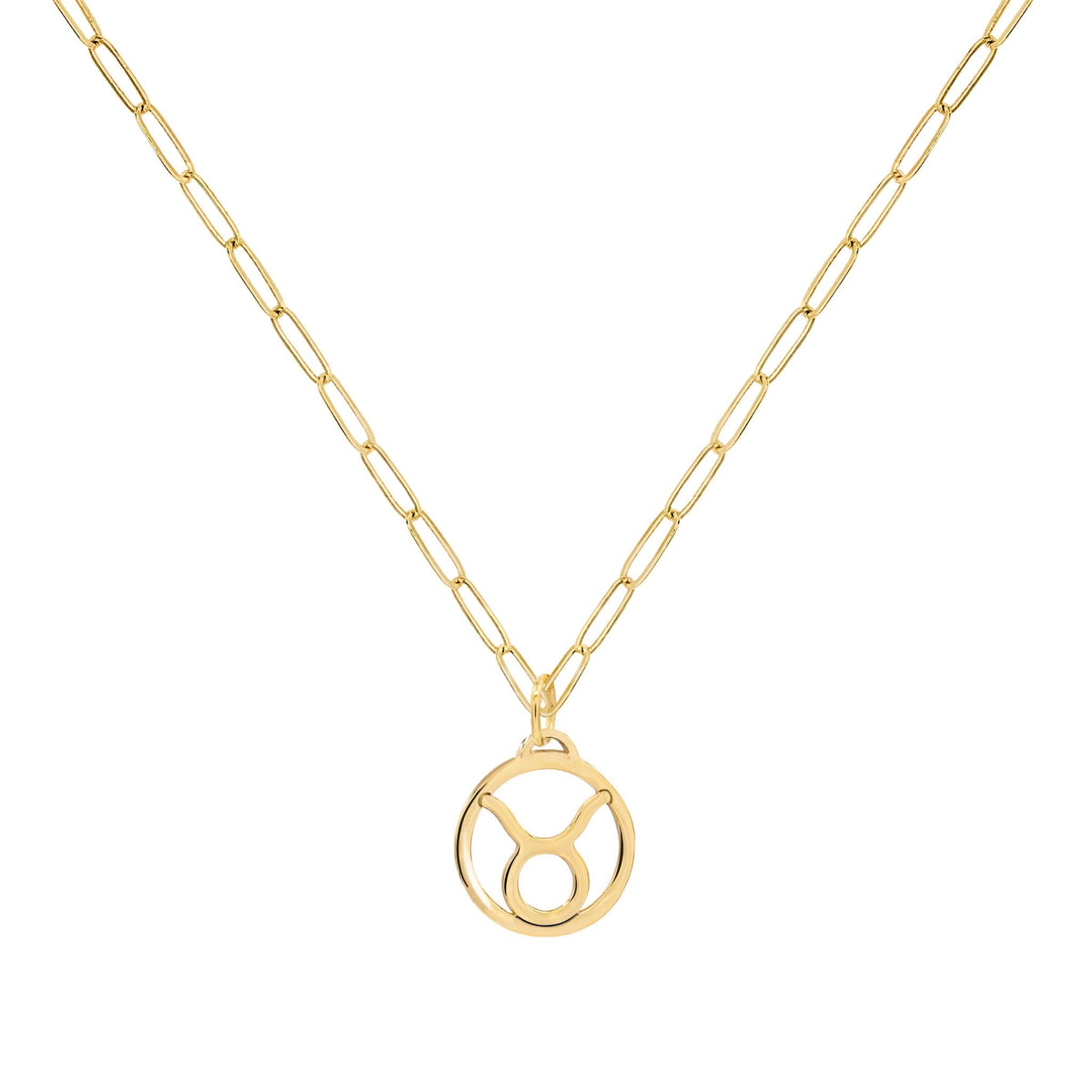 Flat Taurus Pendant with Adelaide Mini Chain in 14k Gold