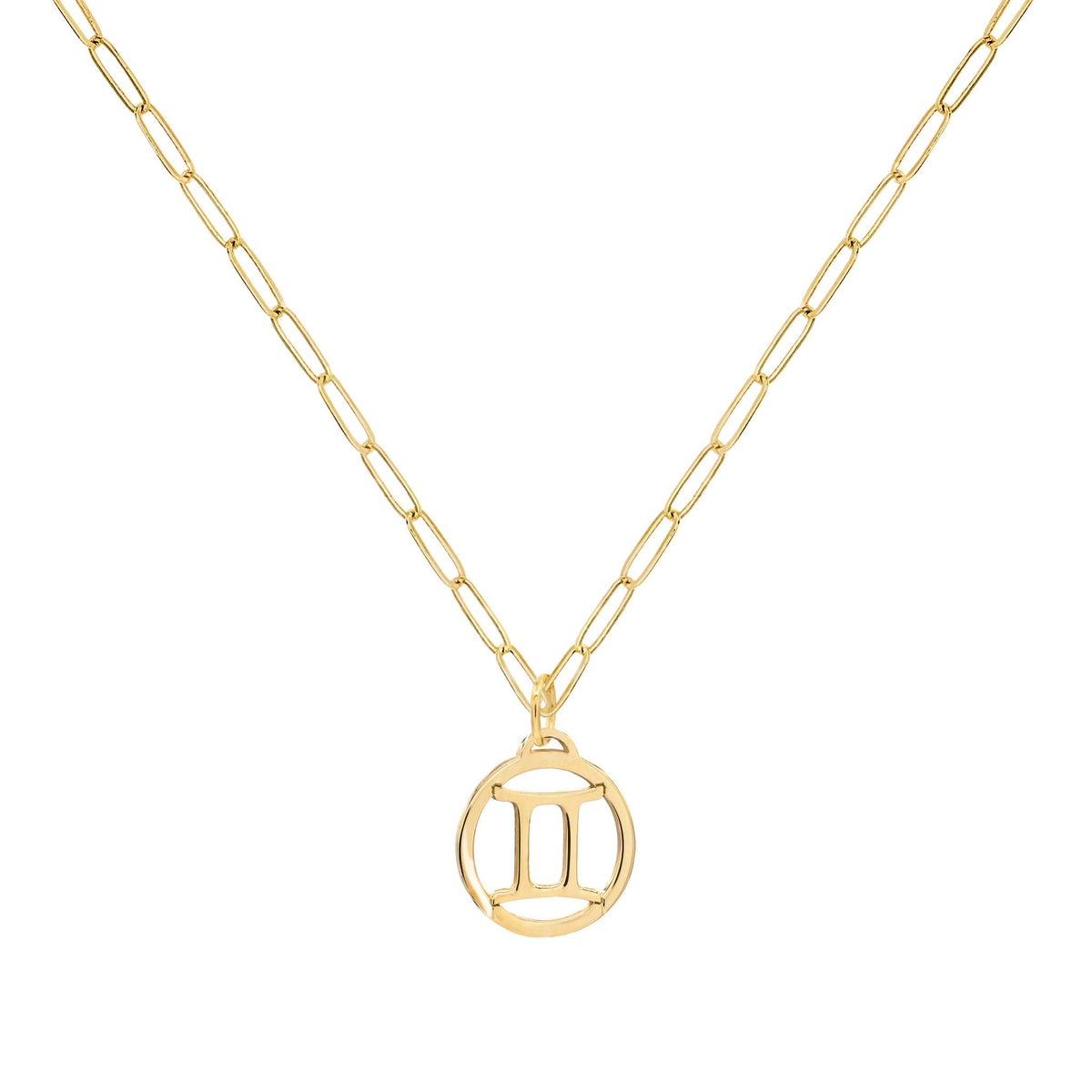 Flat Gemini Pendant with Adelaide Mini Chain in 14k Gold