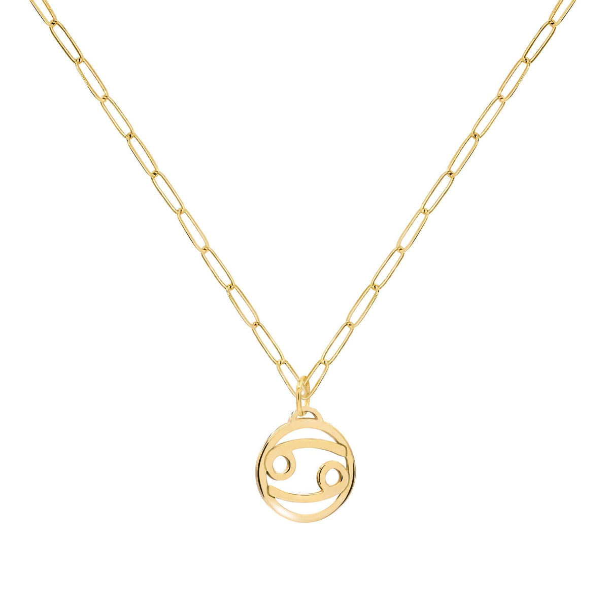 Flat Cancer Pendant with Adelaide Mini Chain in 14k Gold