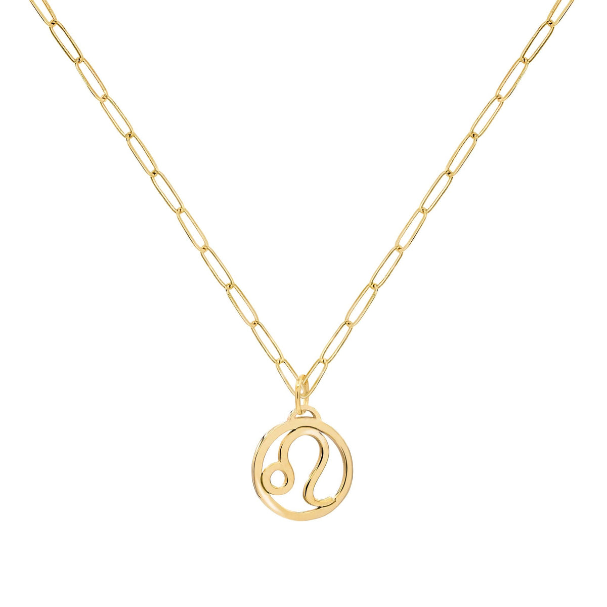 Flat Leo Pendant with Adelaide Mini Chain in 14k Gold