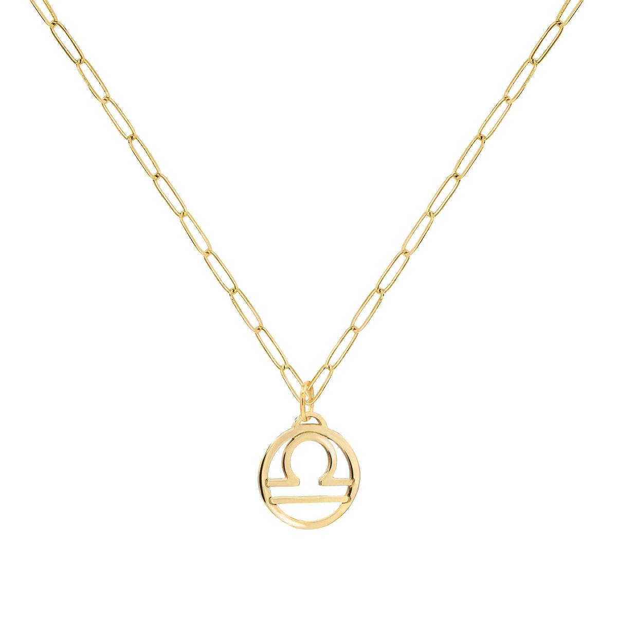 Flat Libra Pendant with Adelaide Mini Chain in 14k Gold