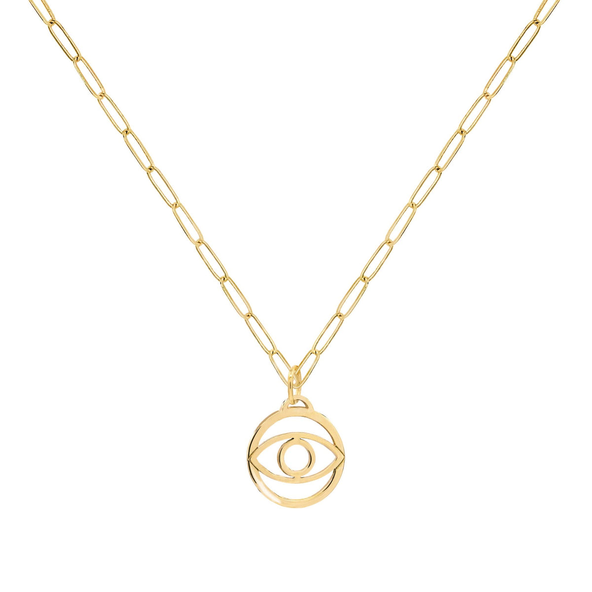 Evil Eye Pendant with Adelaide Mini Chain in 14k Gold
