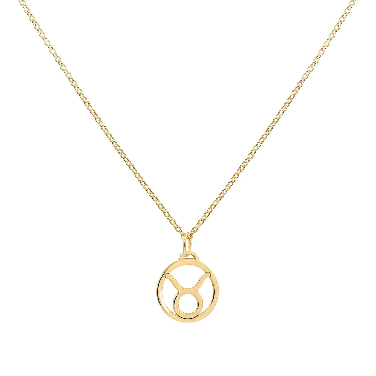 Flat Taurus Pendant with Classic Chain in 14k Gold