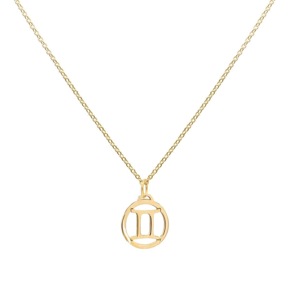 Flat Gemini Pendant with Classic Chain in 14k Gold