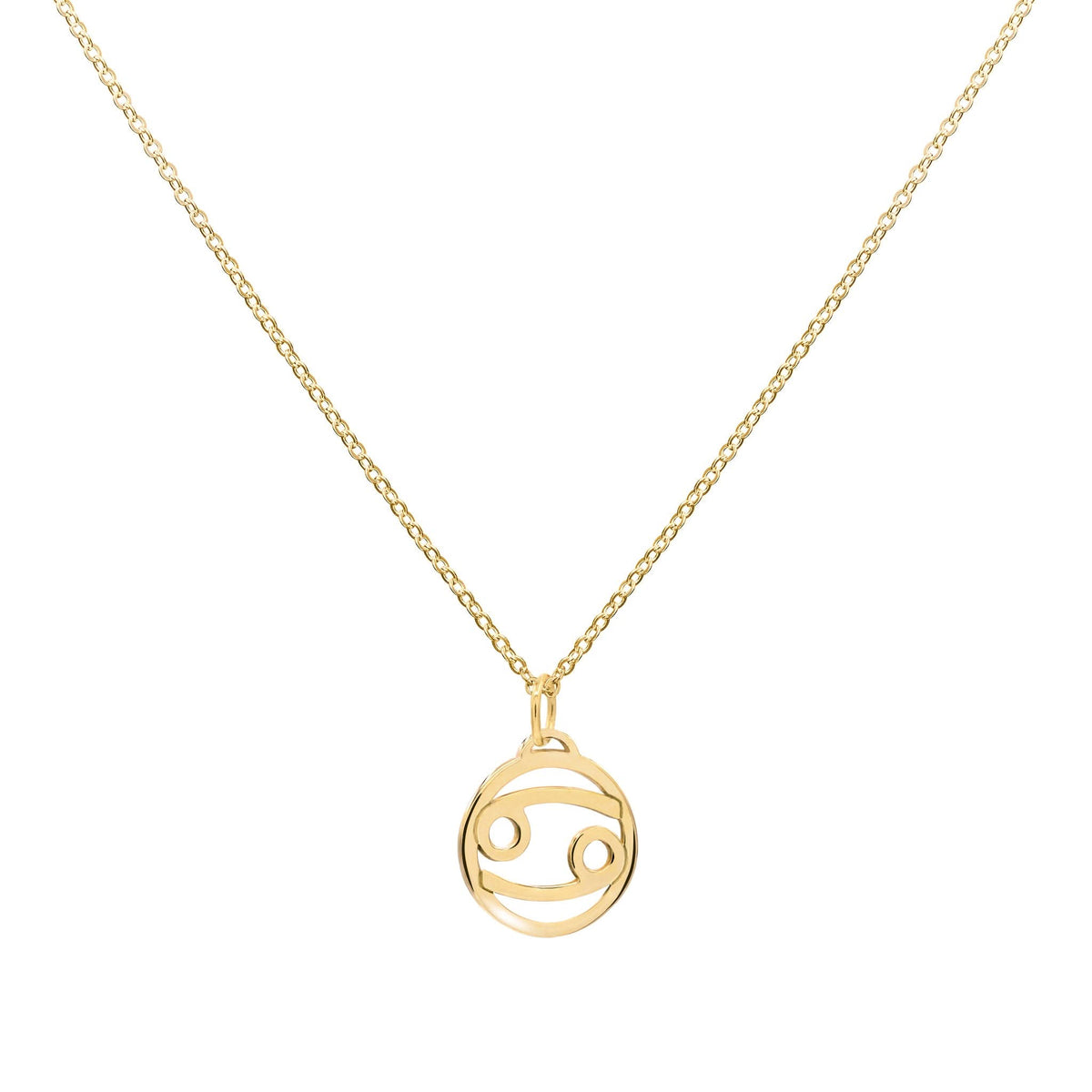 Flat Cancer Pendant with Classic Chain in 14k Gold