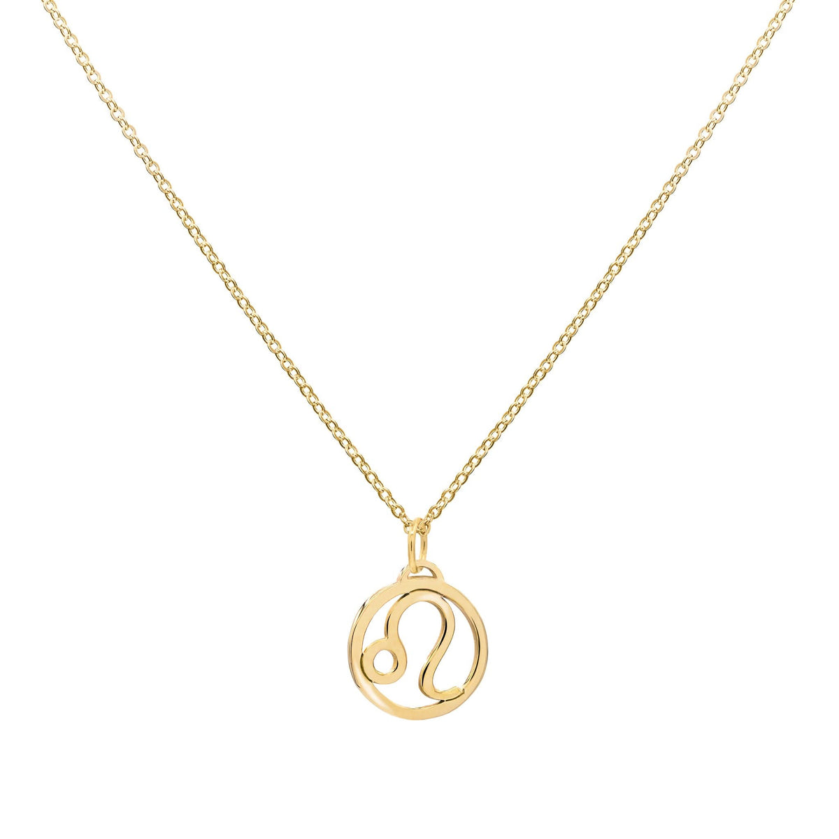 Flat Leo Pendant with Classic Chain in 14k Gold