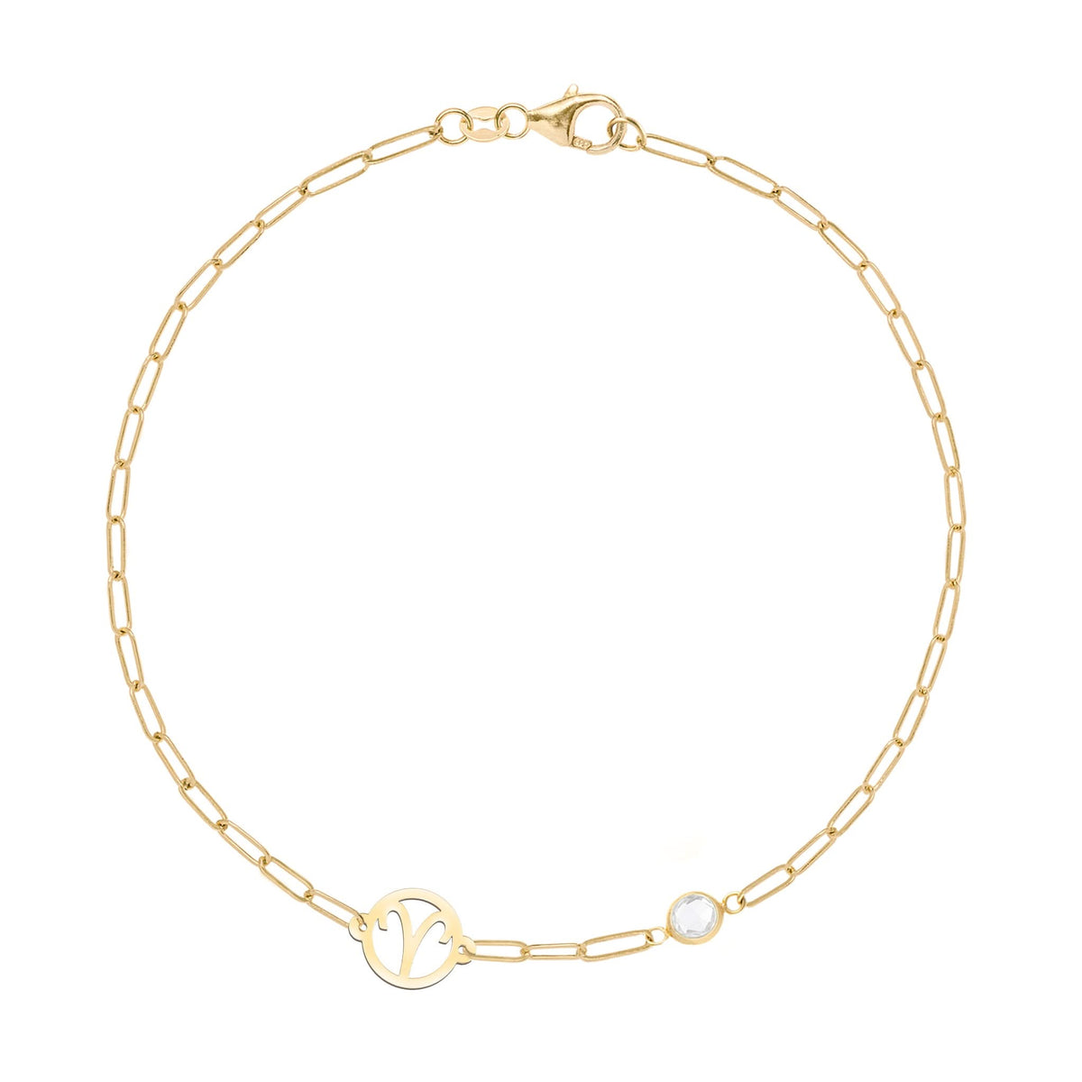 Aries & Birthstone Bracelet on Adelaide Mini in 14k Gold