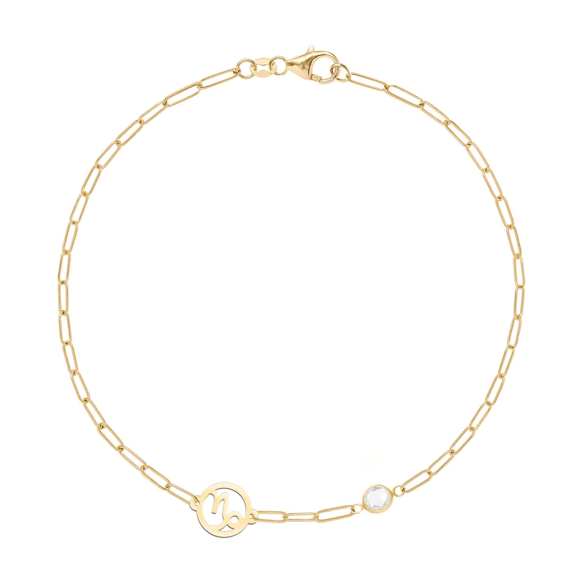 Capricorn & Birthstone Bracelet on Adelaide Mini in 14k Gold