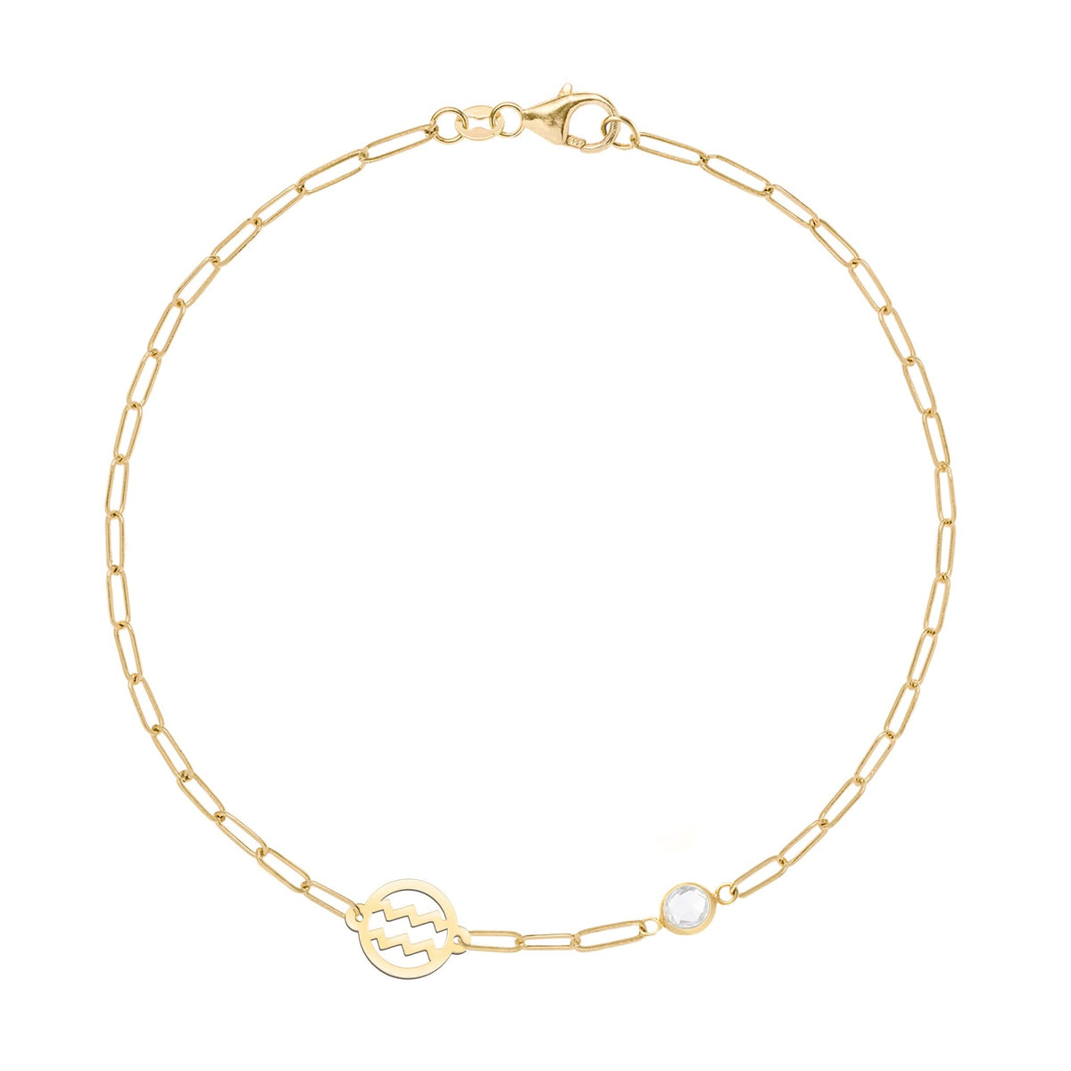 Aquarius & Birthstone Bracelet on Adelaide Mini in 14k Gold