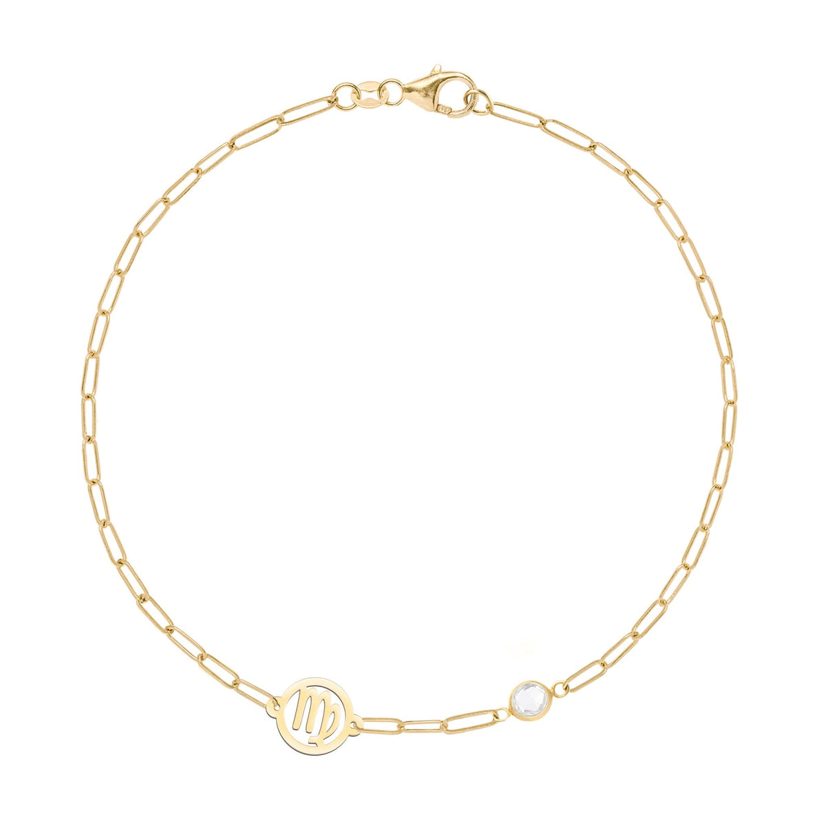 Virgo & Birthstone Bracelet on Adelaide Mini in 14k Gold