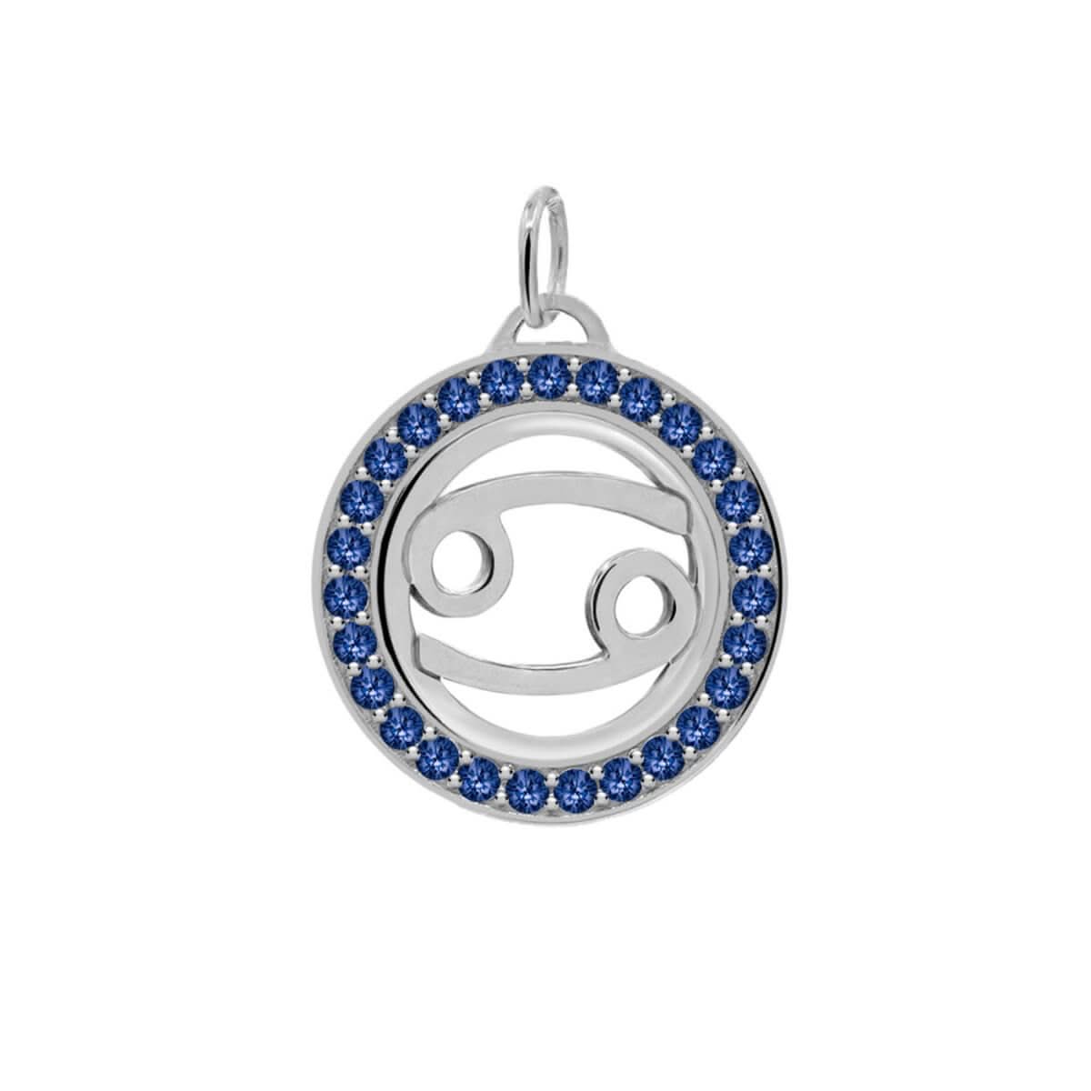 Cancer & Birthstone Pendant in 14k Gold